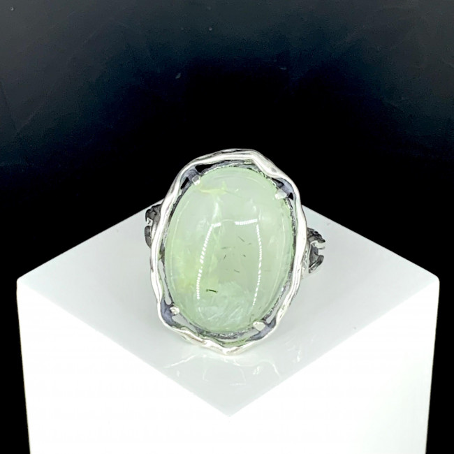 Кольцо к1990 (8.60 г), серебро, зеленый, пренит купить в интернет-магазине Циркон С