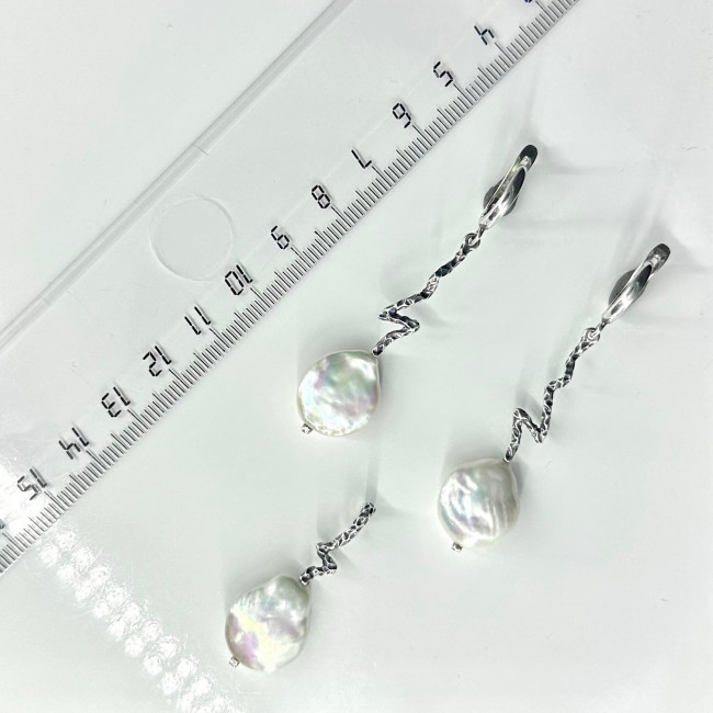 Серьги с1995 (7.57 г), серебро, белый, жемчуг культ. купить в интернет-магазине Циркон С