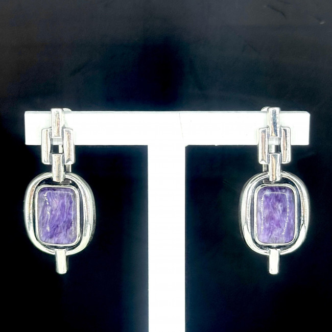 Серьги с1999 (11.03 г), серебро, фиолетовый, чароит купить в интернет-магазине Циркон С
