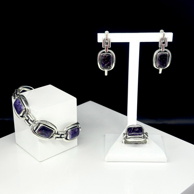 Серьги с1999 (11.03 г), серебро, фиолетовый, чароит купить в интернет-магазине Циркон С