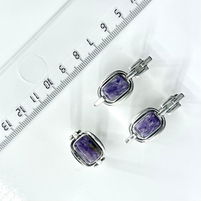 Серьги с1999 (11.03 г), серебро, фиолетовый, чароит купить в интернет-магазине Циркон С