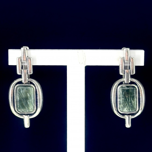 Серьги с1999 (11.12 г), серебро, зеленый, клинохлор купить в интернет-магазине Циркон С