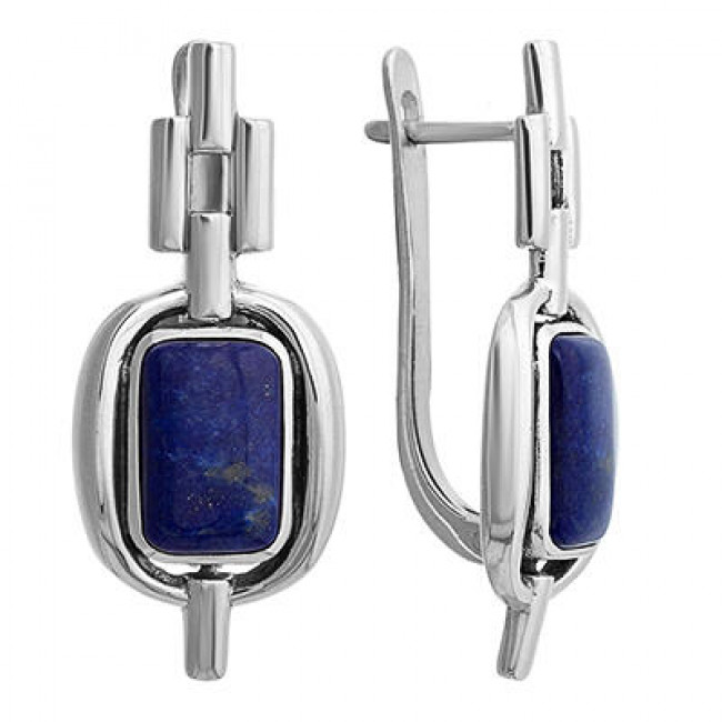 Серьги с1999 (11.19 г), серебро, синий, лазурит купить в интернет-магазине Циркон С