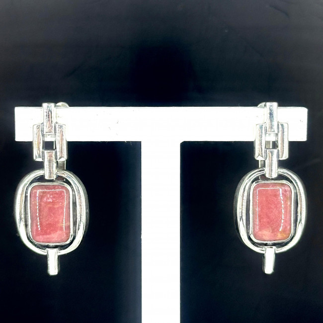 Серьги с1999 (11.97 г), серебро, розовый, родонит купить в интернет-магазине Циркон С