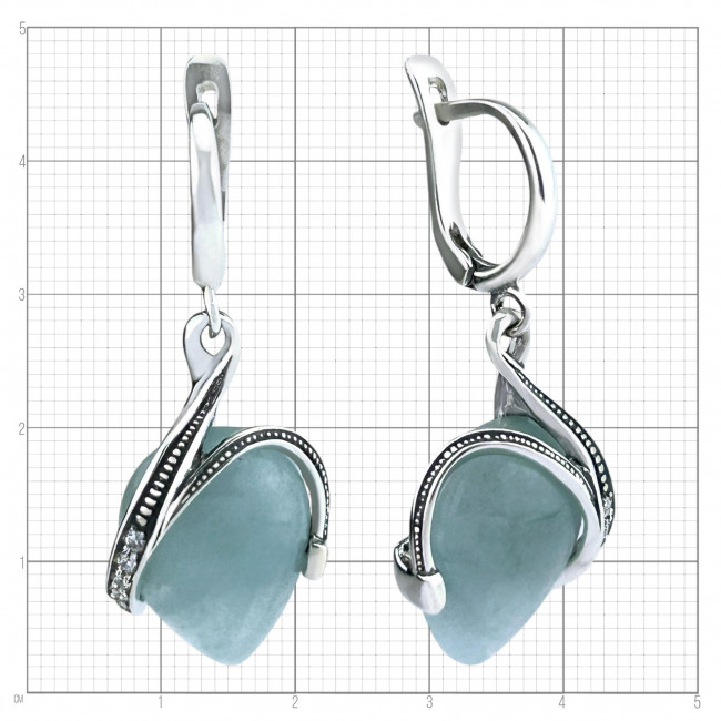 Серьги с2126 (10.63 г), серебро, голубой, бесцветный, аквамарин, фианит купить в интернет-магазине Циркон С