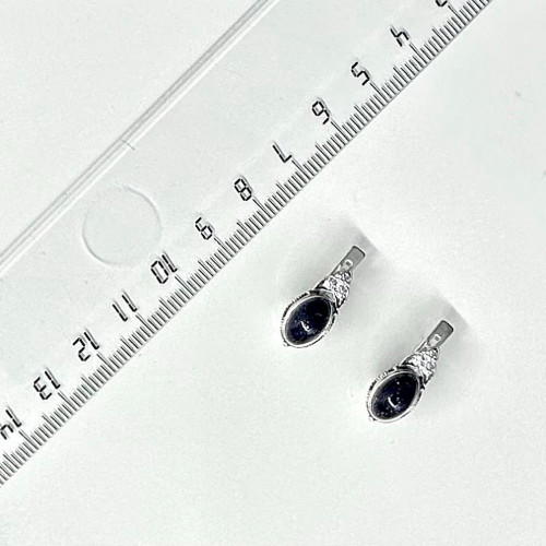 Серьги с221 (4.93 г), серебро,  Темно-синий, Бесцветный Авантюрин (Имит), Фианит купить в интернет-магазине Циркон С
