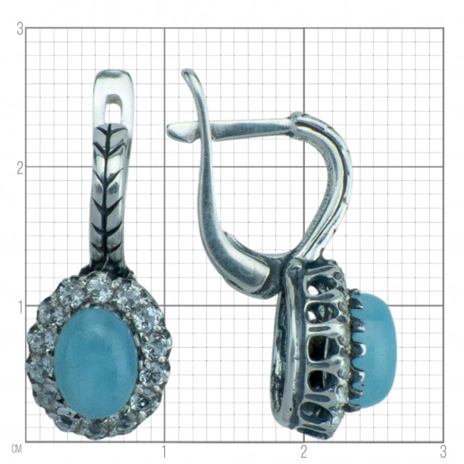 Серьги с2219 (4.93 г), серебро, голубой, белый, аквамарин, топаз купить в интернет-магазине Циркон С