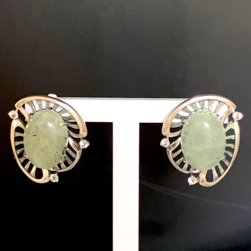Серьги с2383 (11.80 г), серебро,  Зеленый, Белый Пренит, Топаз купить в интернет-магазине Циркон С