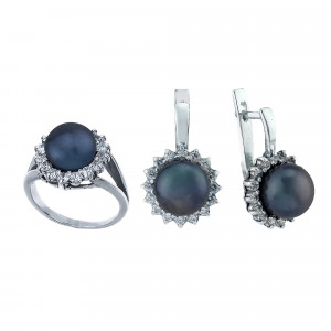 Серьги из серебра с жемчугом с2395