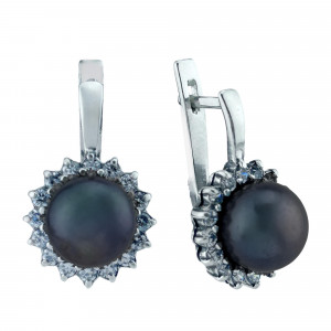 Серьги из серебра с жемчугом с2395