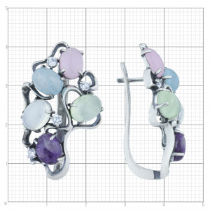 Серьги из серебра с фианитами с2458