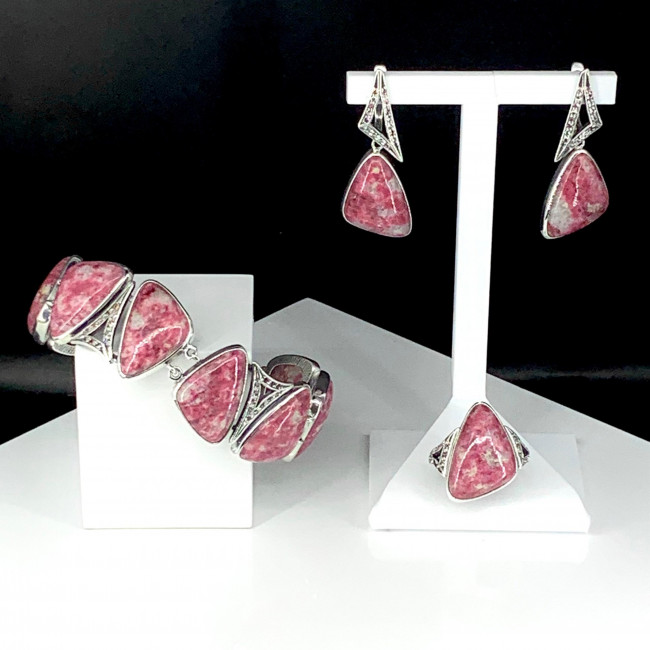 Серьги с2462 (11.50 г), серебро, белый, бордовый, топаз, тулит купить в интернет-магазине Циркон С
