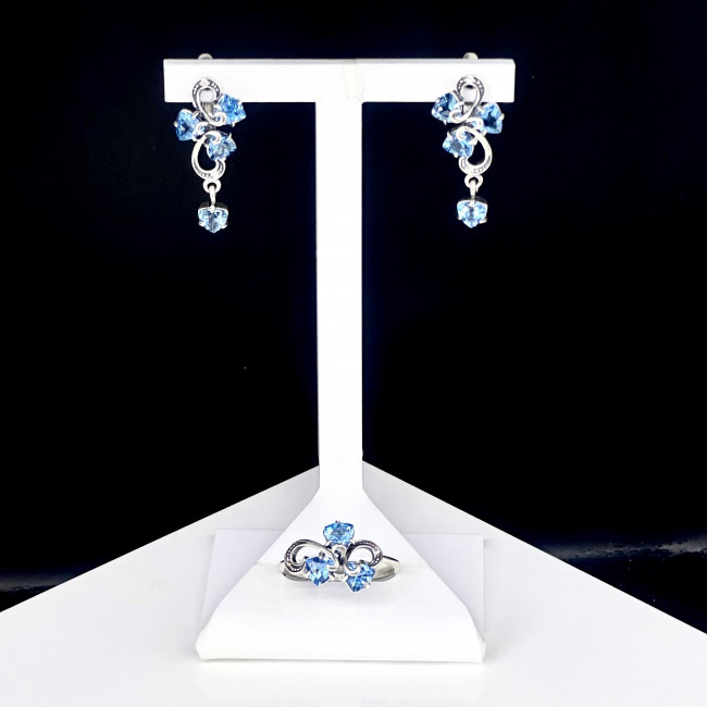 Серьги с2465 (5.37 г), серебро, белый, голубой, топаз, топаз скай купить в интернет-магазине Циркон С