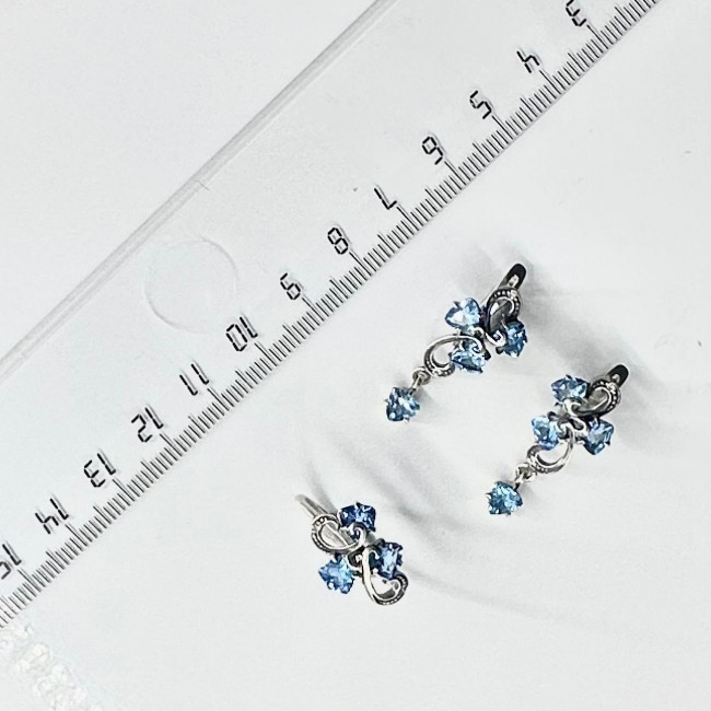 Серьги с2465 (5.37 г), серебро, белый, голубой, топаз, топаз скай купить в интернет-магазине Циркон С