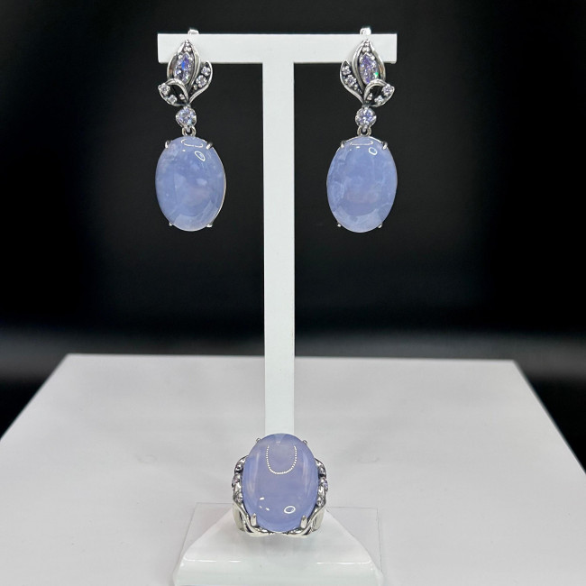 Серьги с2499 (19.69 г), серебро, голубой, бледно-фиолетовый, сапфирин, фианит купить в интернет-магазине Циркон С