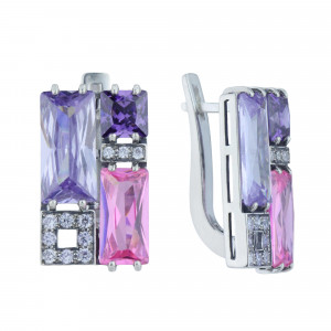 Серьги из серебра с фианитами с2552
