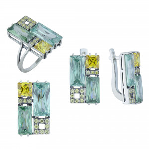 Серьги из серебра с фианитами с2552