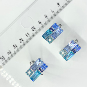 Кольцо к2552 (5.89 г), серебро,  Синий, Голубой, Аквамарин Кварц (Имит), Фианит купить в интернет-магазине Циркон С