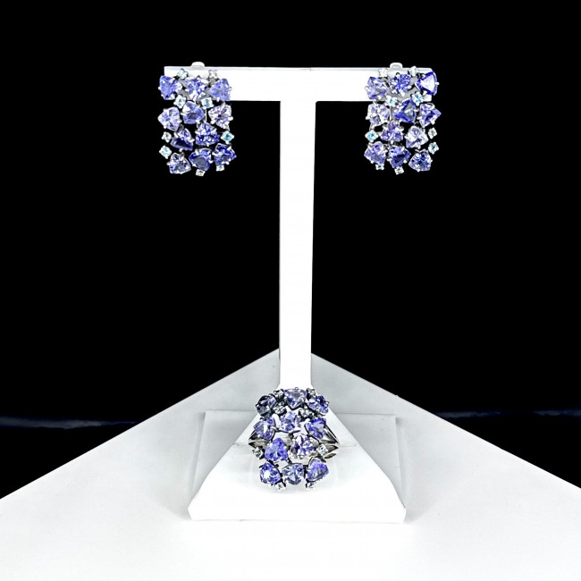 Серьги с2556 (9.28 г), серебро, голубовато-фиолетовый, голубой, танзанит, топаз скай купить в интернет-магазине Циркон С