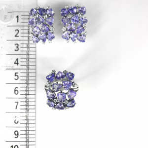Серьги с2556 (10.02 г), серебро,  Голубовато-фиолетовый, Белый Танзанит, Топаз купить в интернет-магазине Циркон С