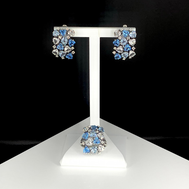 Серьги с2556 (9.78 г), серебро, белый, голубой, топаз, топаз свисс, топаз скай купить в интернет-магазине Циркон С