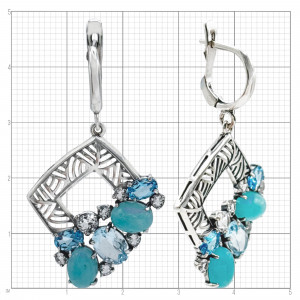 Серьги с аметистом в серебре с2586