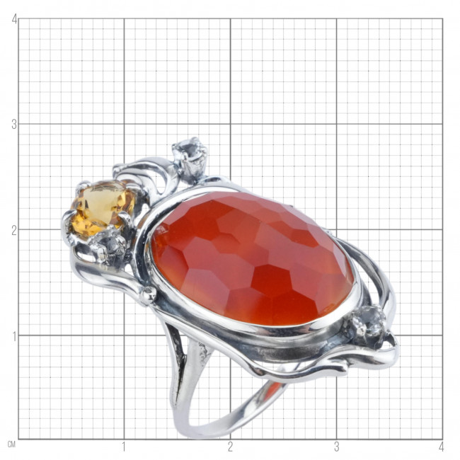 Серебряное кольцо Циркон к2610, коричневый, белый, рыжий, сердолик, топаз, цитрин Кольцо к2610 (9.61 г), серебро, коричневый, белый, рыжий, сердолик, топаз, цитрин купить в интернет-магазине Циркон С