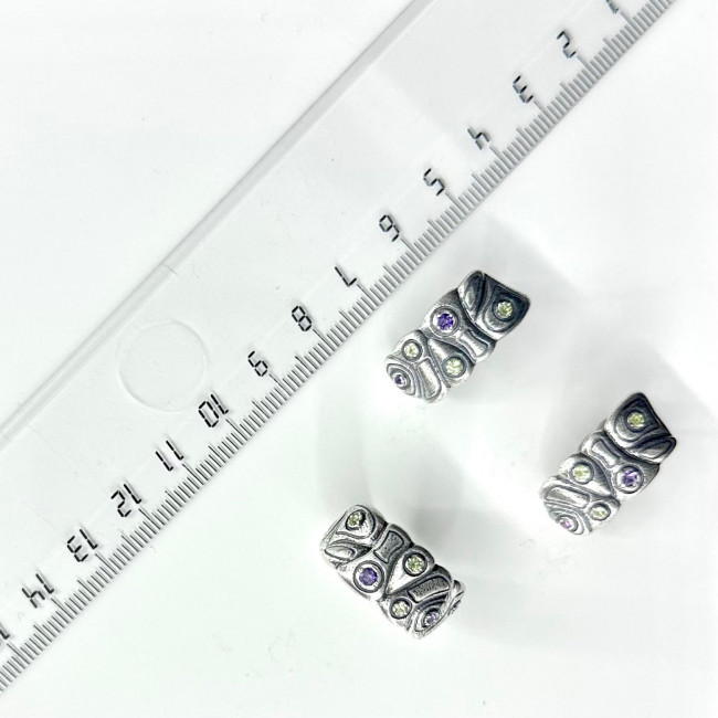 Серьги с2684 (8.65 г), серебро, фиолетовый, зелено-желтый, аметист, хризолит купить в интернет-магазине Циркон С