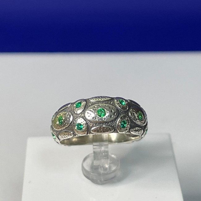 Кольцо к2686 (3.53 г), серебро, зеленый, кварц (имит) купить в интернет-магазине Циркон С