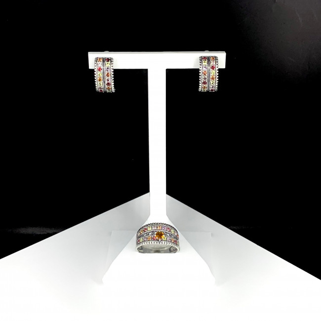 Серьги с2689 (3.70 г), серебро, желтый, красный, фиолетовый, мультисапфир купить в интернет-магазине Циркон С