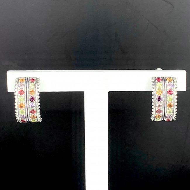 Серьги с2689 (3.70 г), серебро, желтый, красный, фиолетовый, мультисапфир купить в интернет-магазине Циркон С