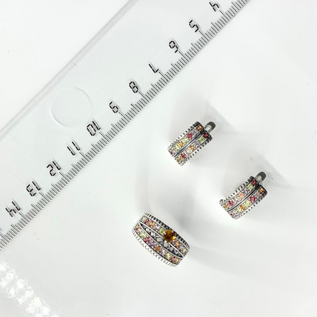 Серьги с2689 (3.70 г), серебро, желтый, красный, фиолетовый, мультисапфир купить в интернет-магазине Циркон С