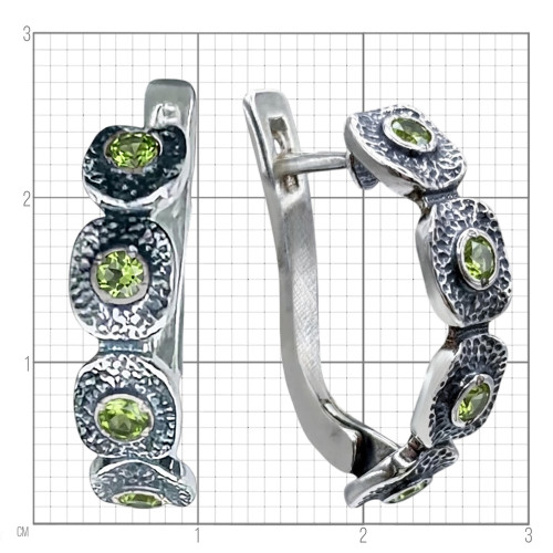 Серьги с2690 (6.85 г), серебро,  Зелено-желтый Хризолит купить в интернет-магазине Циркон С