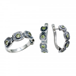 Серьги с2690 (6.85 г), серебро,  Зелено-желтый Хризолит купить в интернет-магазине Циркон С