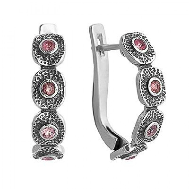 Серьги с2690 (6.90 г), серебро, розовый, турмалин купить в интернет-магазине Циркон С