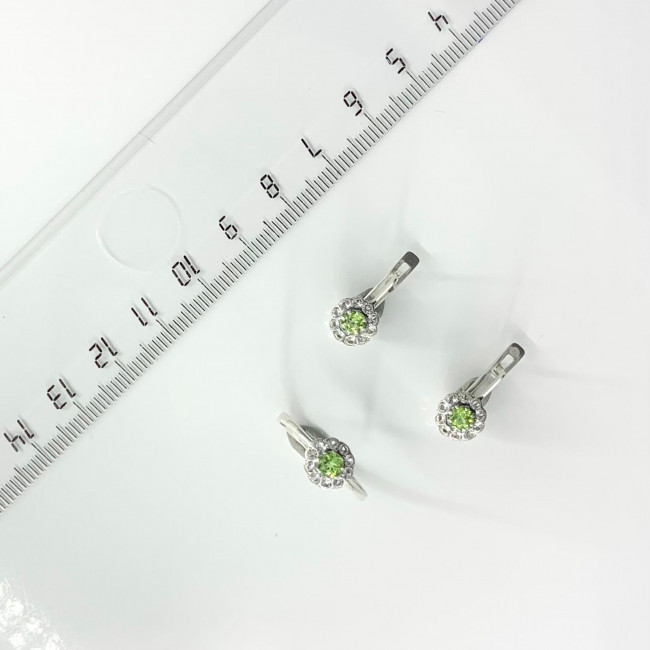 Серьги с381 (3.46 г), серебро, белый, зелено-желтый, топаз, хризолит купить в интернет-магазине Циркон С