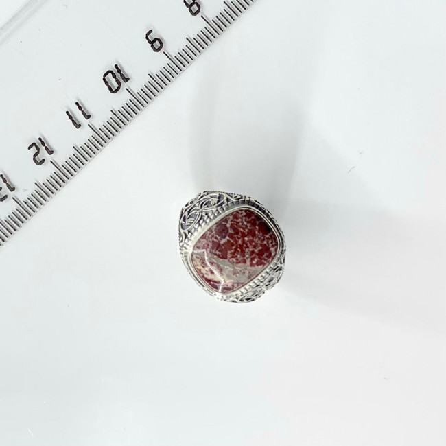 Кольцо к405 (5.86 г), серебро, бордовый, яшма купить в интернет-магазине Циркон С