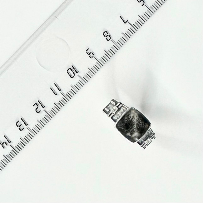 Кольцо к487 (5.33 г), серебро, серый, белый, агат моховой, топаз купить в интернет-магазине Циркон С
