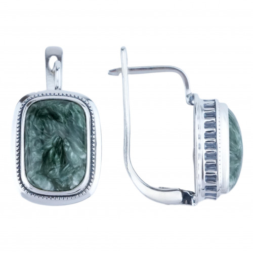Серьги с703 (10.90 г), серебро,  Зеленый Клинохлор купить в интернет-магазине Циркон С