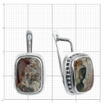 Серьги с703 (10.80 г), серебро,  Серо-розовый Яшма купить в интернет-магазине Циркон С