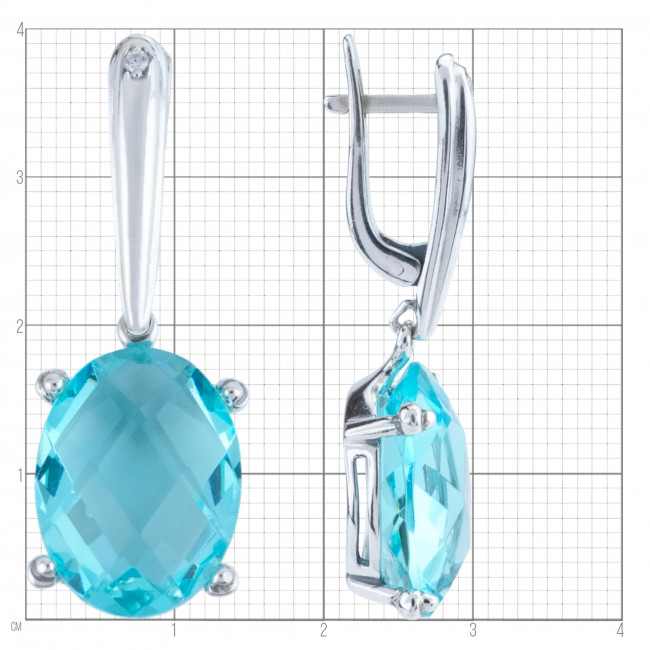 Серьги с730 (13.60 г), серебро, голубой, бесцветный, кварц (имит), фианит купить в интернет-магазине Циркон С